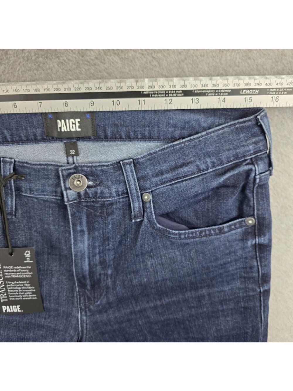 Paige Croft Jeans Mens 32x34 Blue Dark Wash Skinny Transcend Stretch NWT - Picture 7 of 10